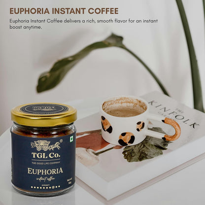 TGL Co. The Good Life Company Euphoria Instant Coffee Powder 50 Gm Jar| Anti Oxidant | Boost Energy | No Artificial Flavour