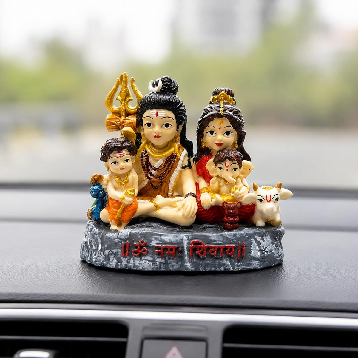 UNOVATE Shiva Parivar for Car Dashboard | Shiva Idol | Shiv Parivar Statue for Car | Mahadev Idol for Car, Home Temple, Office Desk. (Shiv Parivar)