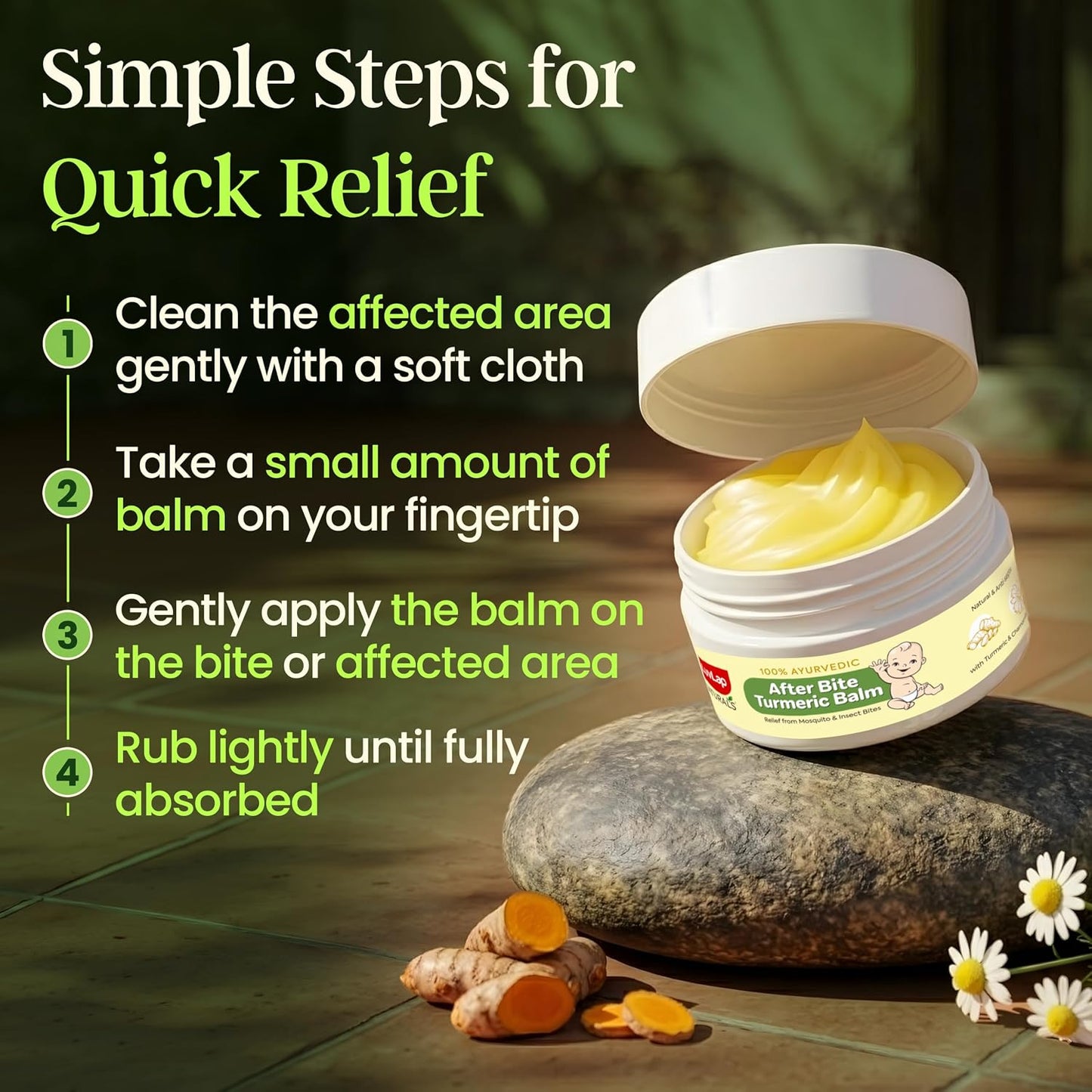LuvLap Naturals After Bite Turmeric Balm with Pudina, 25gm, Mosquito & insect Bites, 100% Ayurvedic, Gives relief from Rashes, Antiseptic & Anti-inflammatory, Dermatologically Tested, 25g