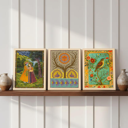 Rousrie Madhubani Wall Art Painting | Framed Wall Paintings For Home Décor | Wall Decoration Painting | Frames For Home Décor Office Frame Living Room (Design 1)