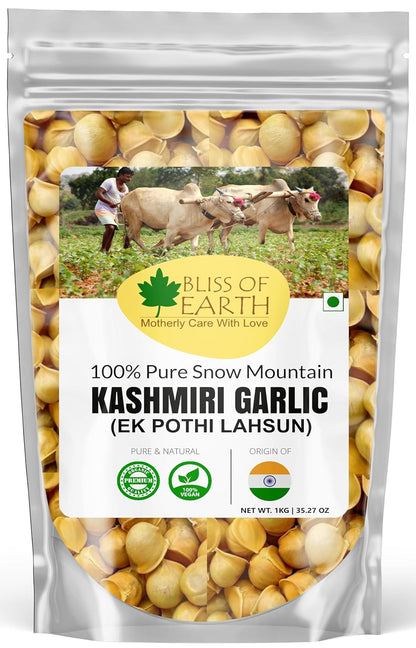 Bliss of Earth Naturally Organic Kashmiri Garlic 1kg Single Clove, Kashmiri Ek Pothi Lahsun