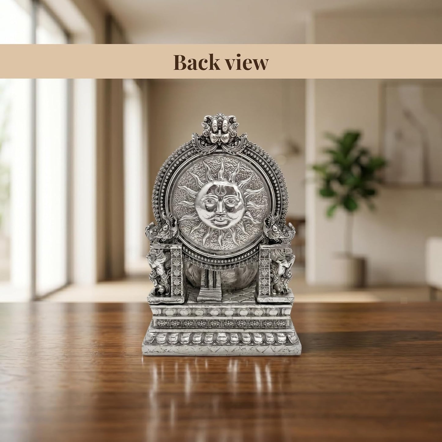 Dev Aastha Silver Plated Throne Ganesh Idol - 3.7 Inch Divine Seated Ganpati Statue on Royal Singhasan for Home Mandir and Office - Auspicious Vastu Decor and Spiritual Gift with Anti-Tarnish Finish