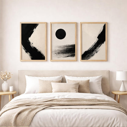 Wooden Frame Abstract Wall Art Set of 3, 10x13 Inches, for Living Room, Bedroom, Office, and Home Decoration