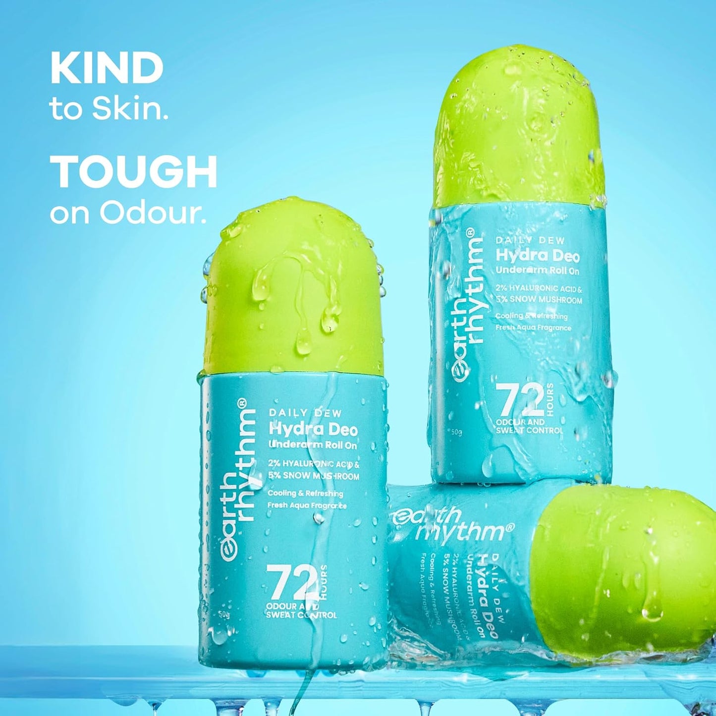 Earth Rhythm 2% HA Aqua Fresh Cooling Underarm Roll On No Aluminium No Paraben - Cooling Deo