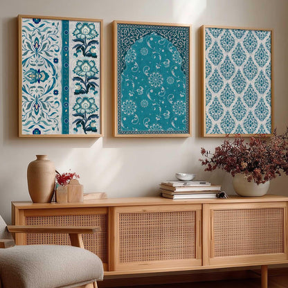 Indian Traditional Madhubani Wall Painting With Frame For Living Room Bed Room Hotel Wall Decor Pichwai Art Digital Reprint engineered wood Set of 3 (13x17 inch)