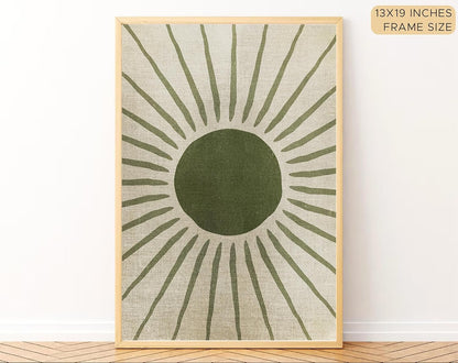 Boho wall Art Paintings Modern Art Framed Wall Painting for Living Room Bedroom - Wall Posters | Paintings with Frame Set of 3 (14x18 Inches) (Sun Moon)
