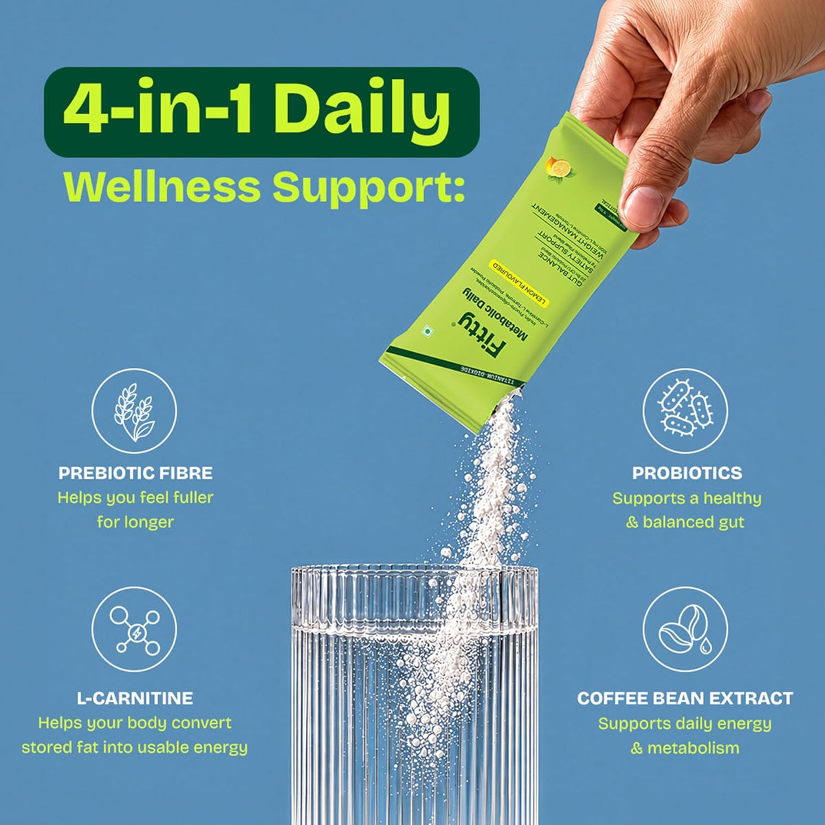 Fitty FiberPro with Prebiotics & Probiotics | Gut Health, Weight Management 7g Prebiotic Fibre + 20 Billion CFU + 1000mg L-Carnitine | Satiety & Daily Wellness Support | Metabolic Daily | 15 Sachets