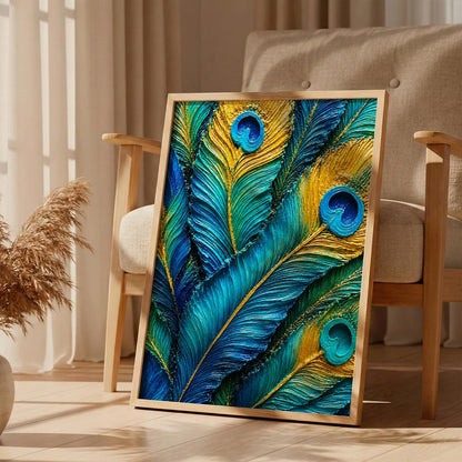 Peacock Feathers Framed Wall Art, Natural, 10x13 Inches