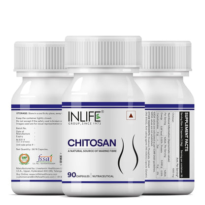 INLIFE Chitosan Supplement 1050 mg, per serving - 90 Capsules (Pack of 1)