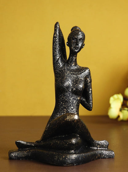 Black Resin Woman in Gomukhasana Cow Face Pose | Yoga Woman Statue Showpiece for Home Decor Living Room Bedroom Office Yoga Studio | Womens Day Gift for Ladies | Birthday Gift for Women