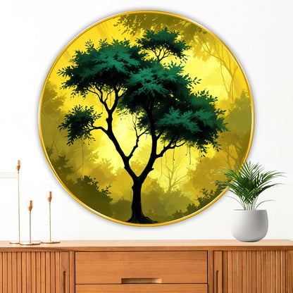 Abstract Tree modern art Premium Sparkle lamination Golden Slim Frame 50.8 cm x 50.8 cm Large Size, For Home/Office/Hotel painting GRL115