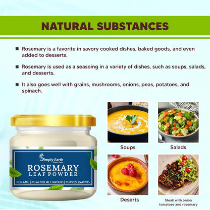 Simply Earth Rosemary Dried Leaves Powder For Hair Growth | Top Grade Leaves Rosemary Herb Tea | Organic | Natural Foods - 100 GM