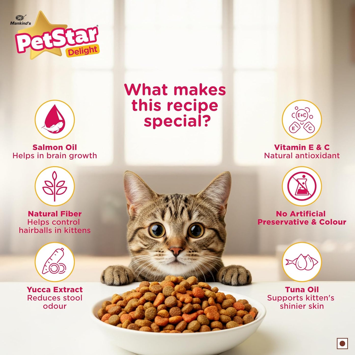 Mankind PetStar Kitten Cat Food – Tuna Flavour (1 Kg) | Complete & Balanced Nutrition for Healthy Growth, Digestive & Hairball Care