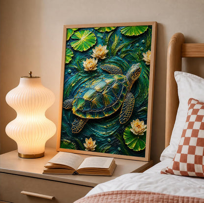 Sea Turtle Framed Wall Art, Natural, 10x13 Inches