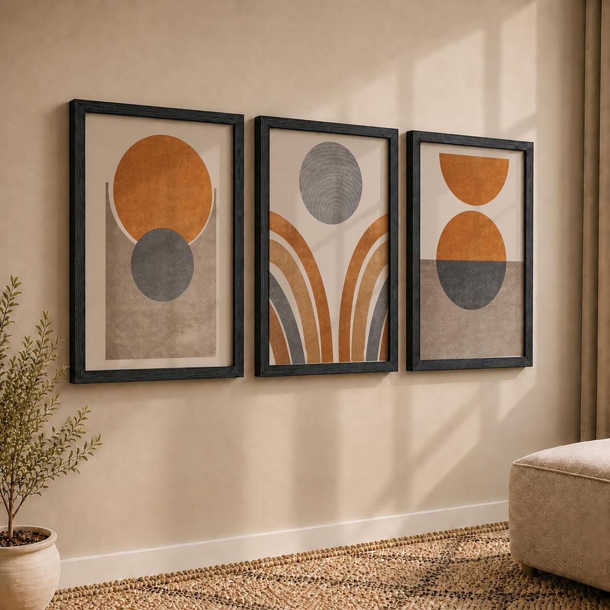 Retro Wall Art Decor Paintings | Set of 3 Minimalist Wall Art Frames for Home Decoration | Perfect for Living Room, Bedroom & Office (Art-8, 10x13inch)