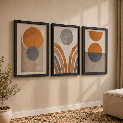 Retro Wall Art Decor Paintings | Set of 3 Minimalist Wall Art Frames for Home Decoration | Perfect for Living Room, Bedroom & Office (Art-8, 10x13inch)