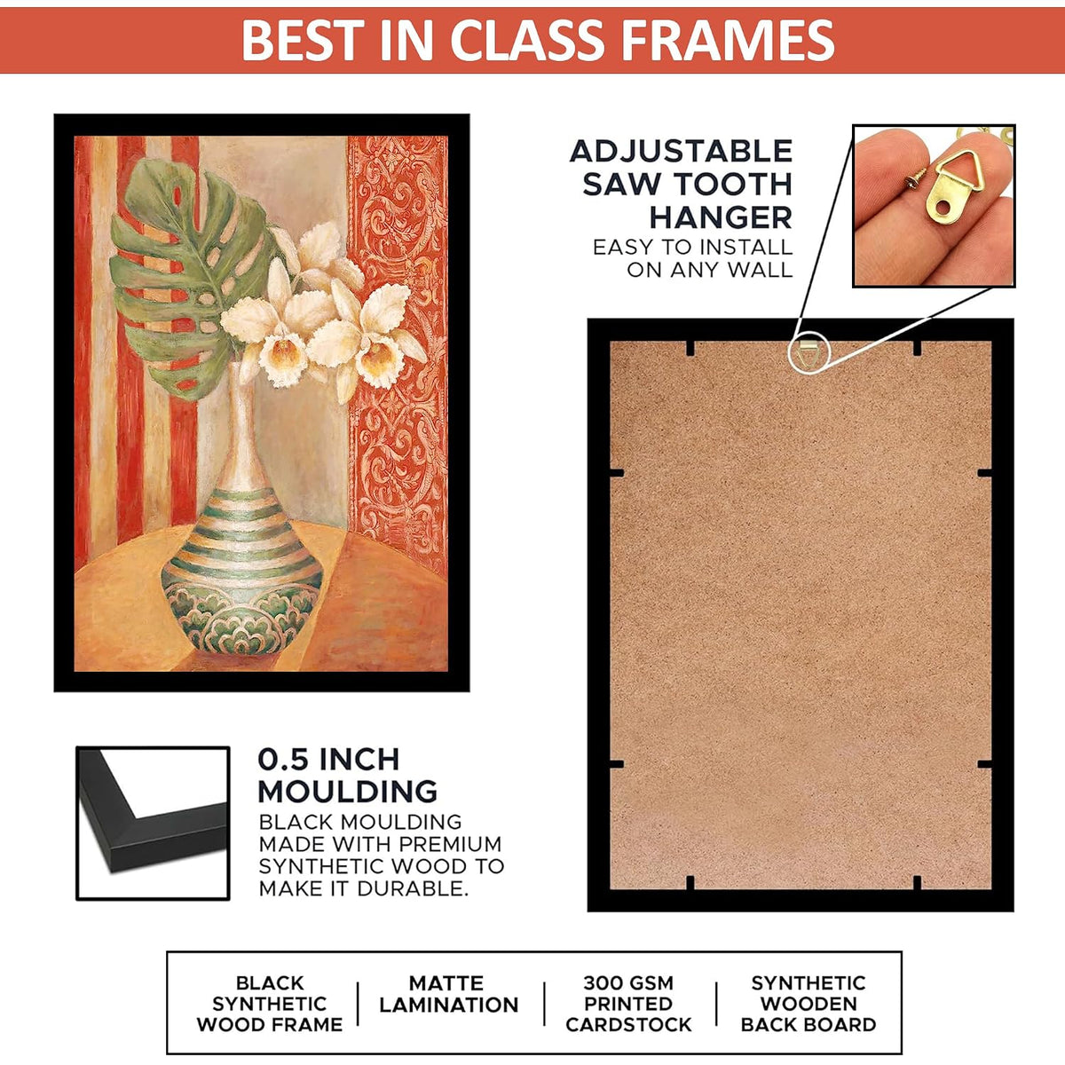 Wall Painting Frames For decor, Pictures Frame For Living Room, Home Decoration, Bedroom, Set of 3, 1pc- 23 x 30 cm, 2pc- 12.5 x 30 cm (Design 7)