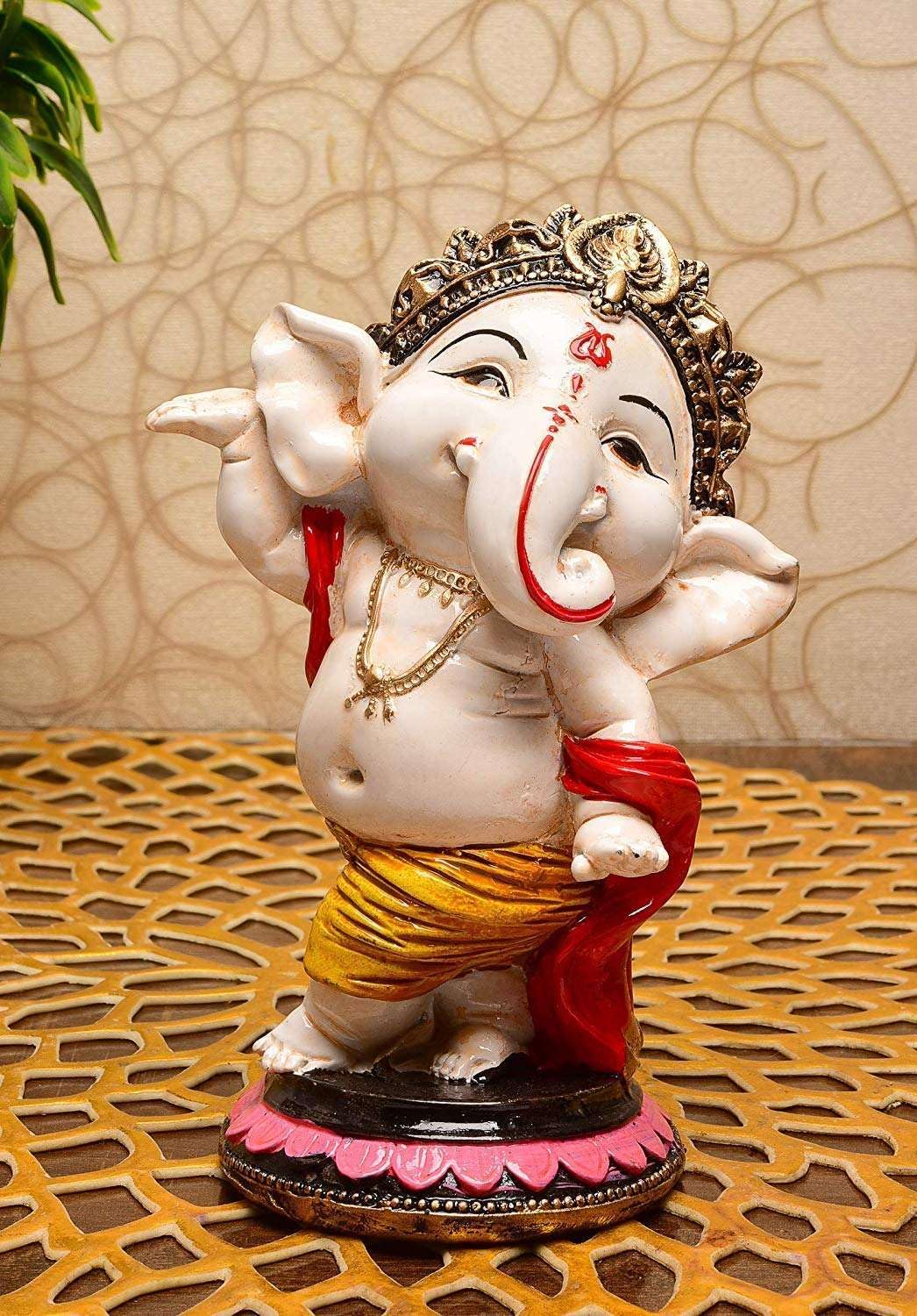 Handcrafted Resin Dancing Ganesh Idol Showpiece for Home Decor Office Table Temple Spiritual Gift Figurine Decorative Statue