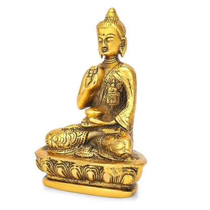 CraftVatika Lord Buddha Idol Statue showpiece for Spiritual & Festive Decor Gift | Metal Figure for Living Bed Room Table Top Diwali Decoration Items & Gifting, Gold