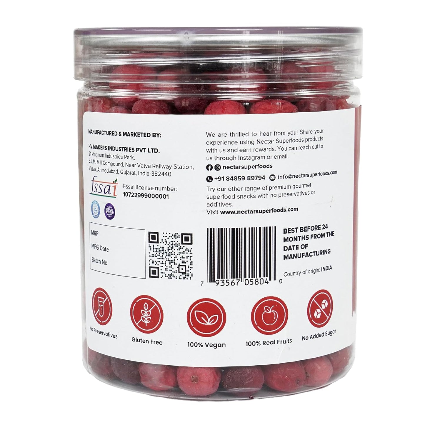 Freeze Dried Cranberry – 35g Jar Pack of 1 | 100% Natural Cranberries | No Added Sugar | Tangy & Crispy Healthy Snack |