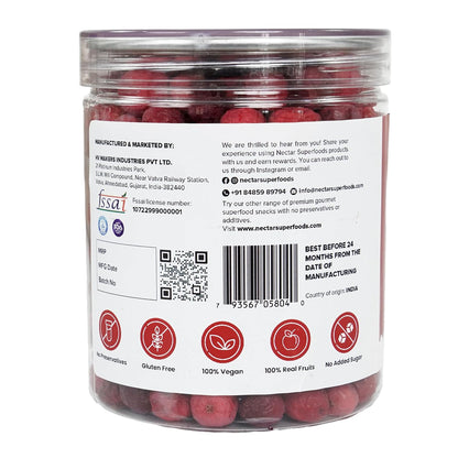 Freeze Dried Cranberry – 35g Jar Pack of 1 | 100% Natural Cranberries | No Added Sugar | Tangy & Crispy Healthy Snack |