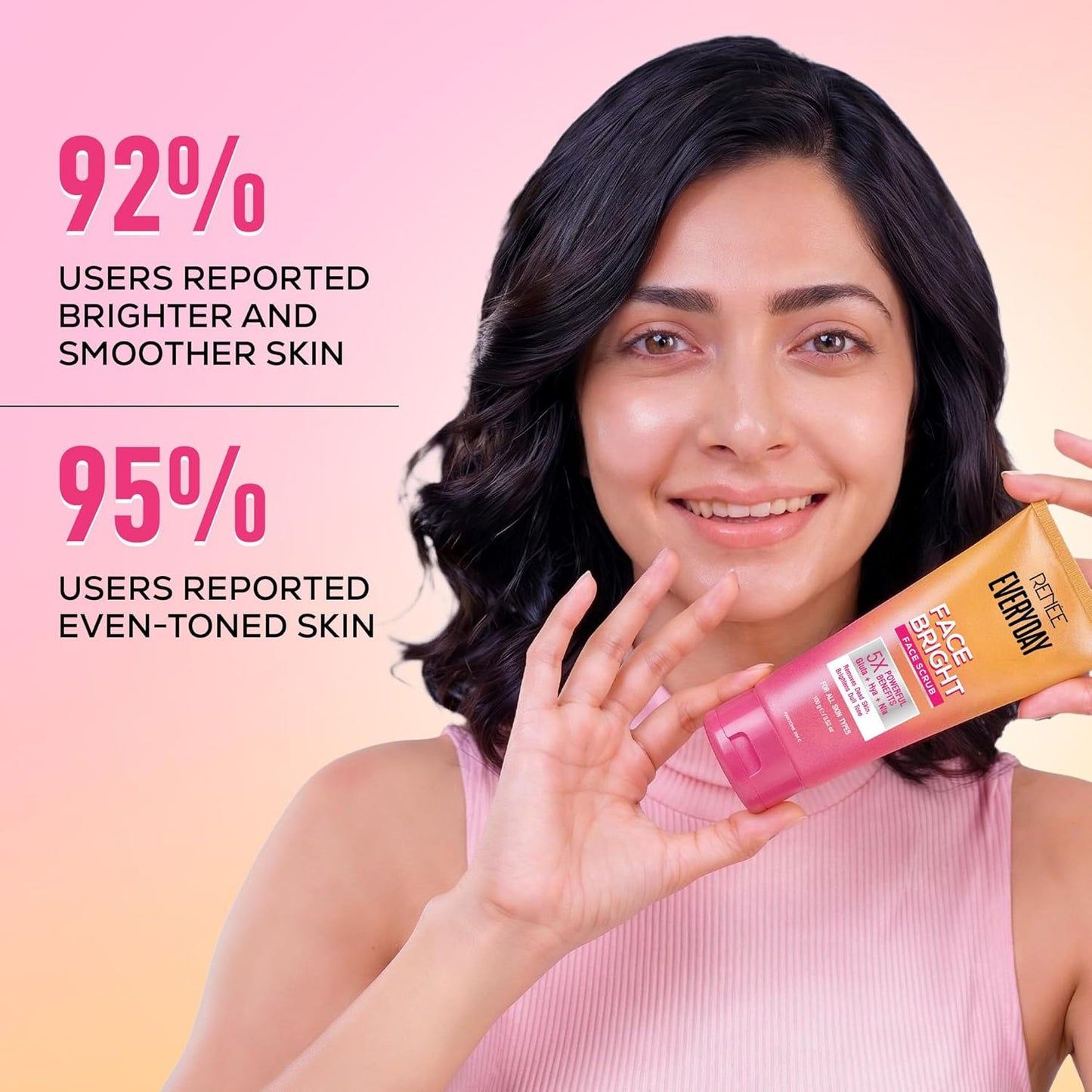 RENEE Everyday Face Bright Face Scrub | Gently Exfoliates Dead Skin | Brightens Skin, Evens Skin Tone & Texture | Infused With Niacinamide, Glutathione & Hyaluronic Acid | 100g