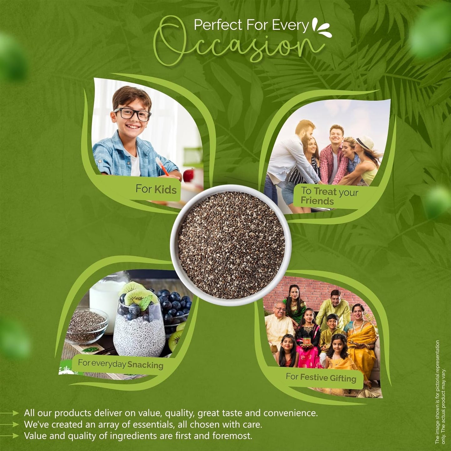 GreenFinity Chia Seeds 750g | Omega-3 clean chia Seeds for Eating | Healthy Snacks |