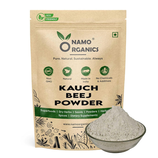 Namo Organics - Black Kaunch Beej Powder 200gm, Konch Seed, Alkushi, Kala Koch ke Beej, Kauch, Mucuna Pruriens, Velvet Beans, Kapikachhu, Cowitch, Cowhage