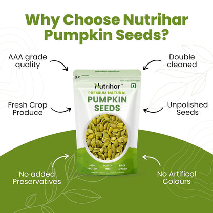 Nutrihar Raw Pumpkin Seeds 100g | Unpolished, AAA Grade | Protein & Fibre Rich Superfood