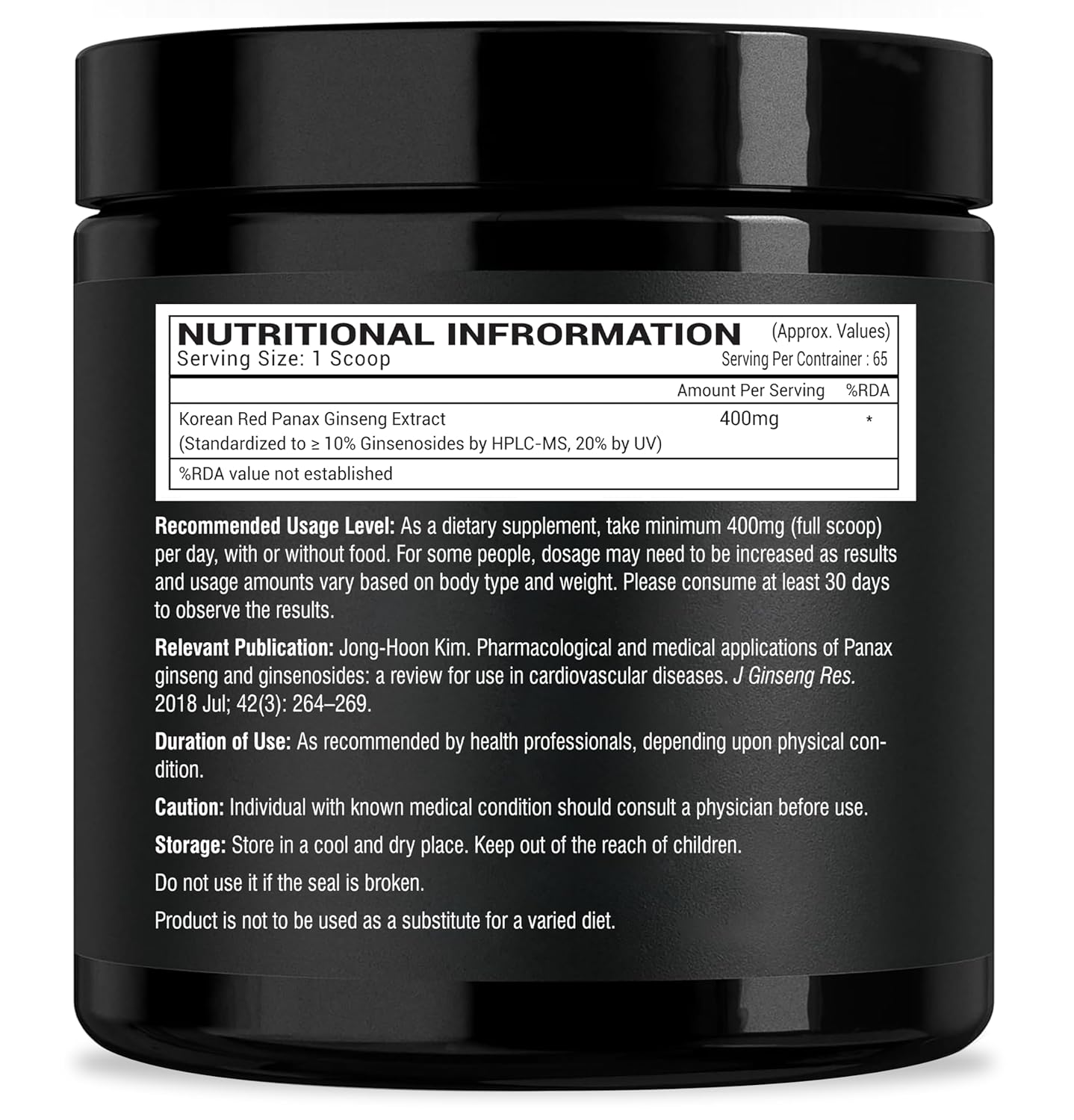 GREENDORSE Organic Korean Panax Ginseng Extract Powder |10% active Ginsenosides by HPLC | Lab tested| Immune & Cognitive support, Boosts Energy, Stamina, Vegan Friendly-30g