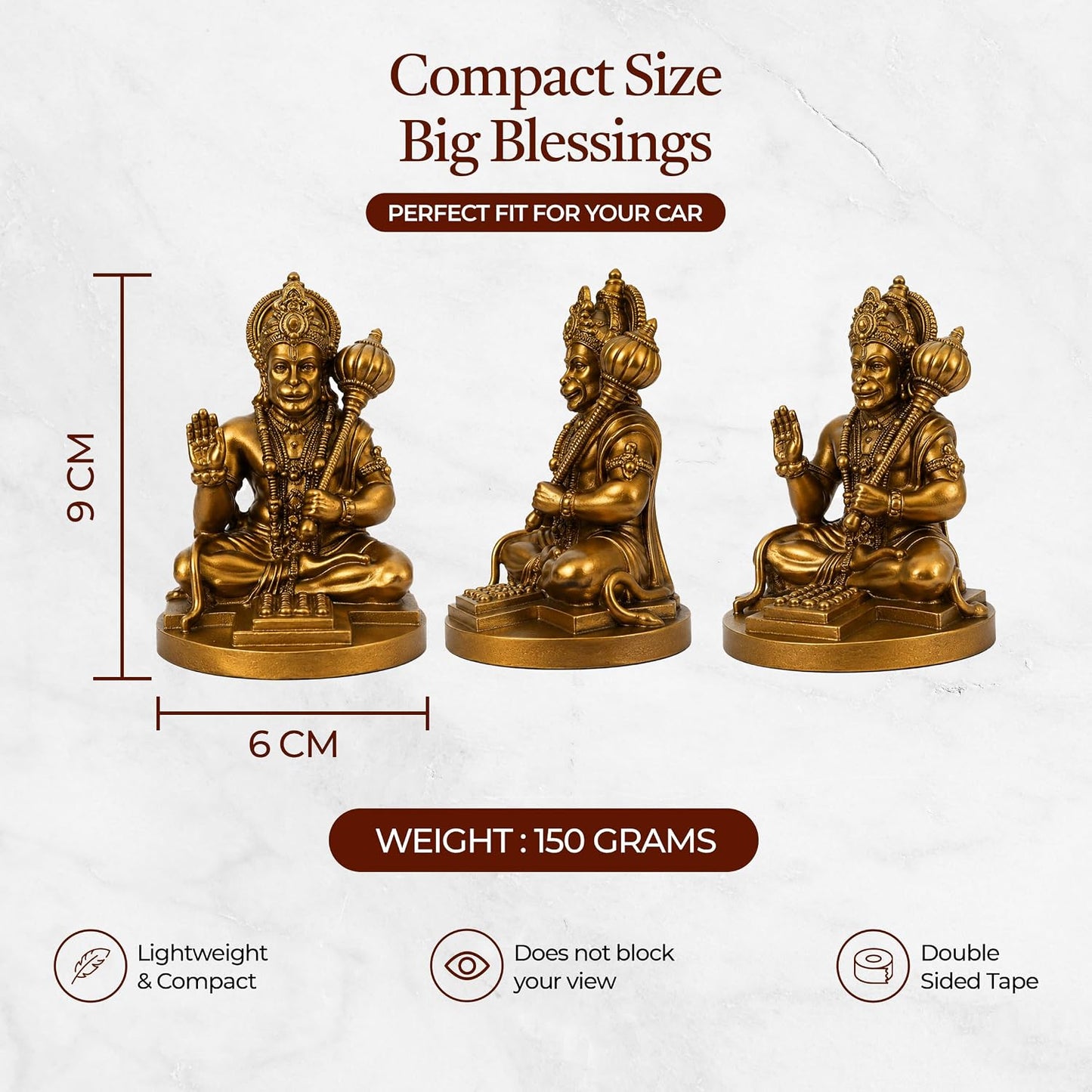 UNOVATE Hanuman Idol for Car Dashboard, Home, Office Desk | Hanuman Murti