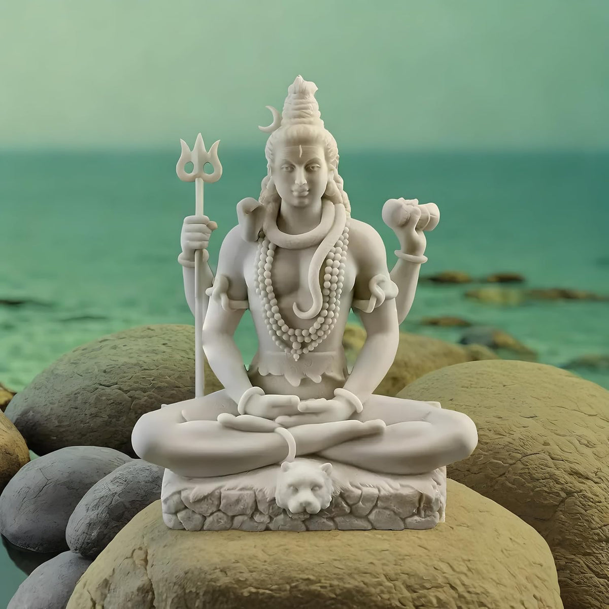 White Shiva Matte Finish Decorative Idol – Unique Design for Desk, Car, and Home Décor | Statue Figurine Gift for Office Desk, Puja Room, and Gifting Purposes