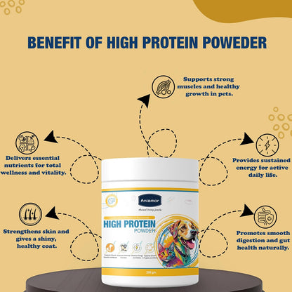 Aniamor High Protein Powder for Dogs and Cats|Weight Management|Pets Supplement|All Life Stage|200gm Jar
