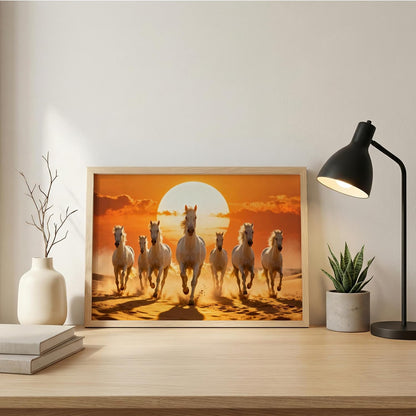 7 Horse Vastu Wall Painting (Landscape Collection) (Natural, Design 03, 13x19 Inch)