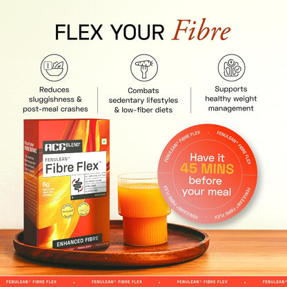 Ace Blend FenuLean Fibre Flex | 30 sachets (Super) | Natural Prebiotic Fibre Supplement | Weight Loss, Constipation & Bloating Relief | Supports Digestive & Gut Health | Natural Fruit Punch Flavour