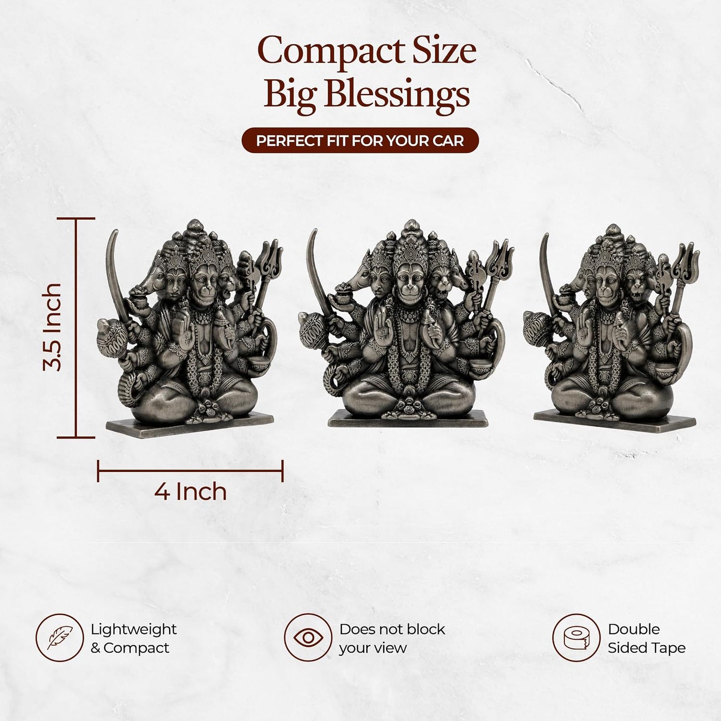 UNOVATE Panchmukhi Hanuman Idol for Car Dashboard, Door Entrance, Home