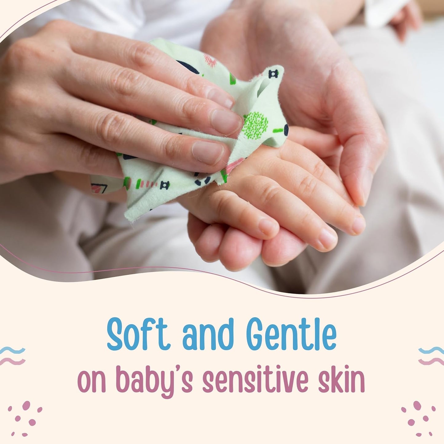 LuvLap Hosiery Cotton Cloth Premium Baby Washcloth for New Born, Washable (30 cm x 30 cm), Reusable, Absorbent, Extra Soft Face Towels/Washcloth for Babies, Starfish Print, Pack of 7 Pcs, Multicolour