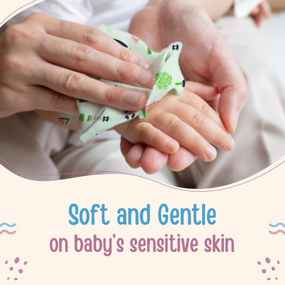LuvLap Hosiery Cotton Cloth Premium Baby Washcloth for New Born, Washable (30 cm x 30 cm), Reusable, Absorbent, Extra Soft Face Towels/Washcloth for Babies, Starfish Print, Pack of 7 Pcs, Multicolour