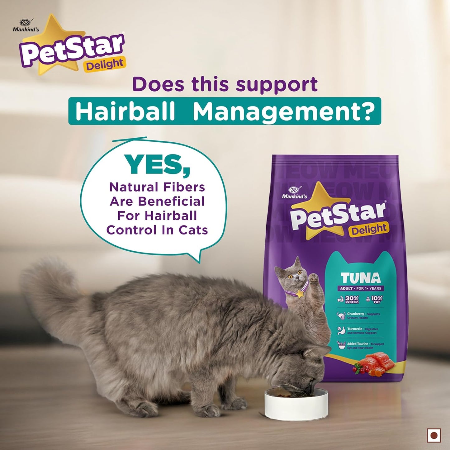 Mankind PetStar Adult Cat Food – Tuna Flavour (1 Kg) | Complete & Balanced Nutrition with Taurine for Urinary, Digestive & Heart Health