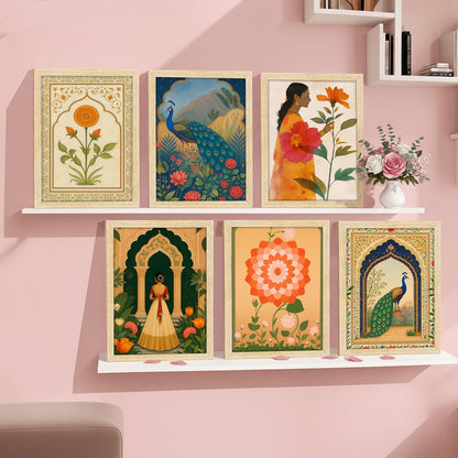 Rousrie Madhubani Wall Art Painting | Framed Wall Paintings For Home Décor | Wall Decoration Painting | Frames For Home Décor Office Frame Living Room (Design 9)