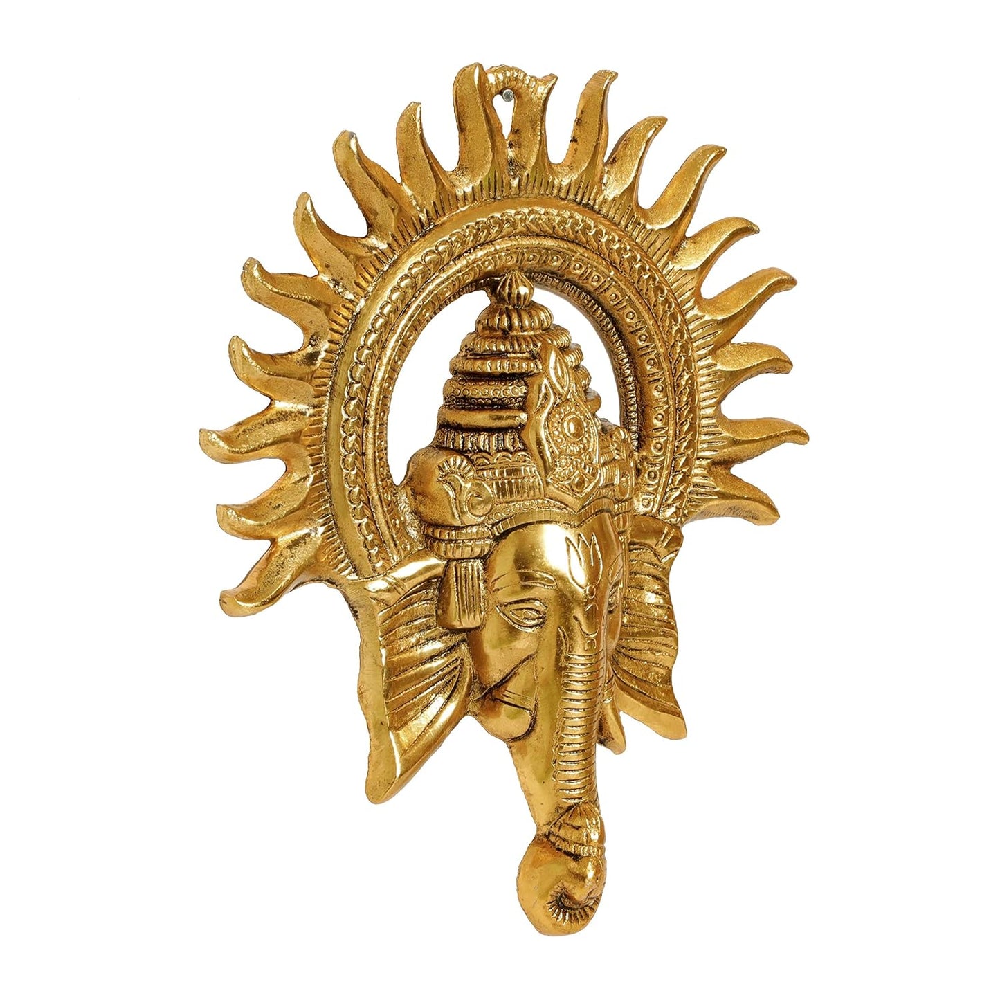 Metal Ganesha ji Statue,Ganpati Wall Hanging Sculpture Lord Ganesh Idol Lucky Feng Shui Wall Decor Your Home, Office,Religious Gift Article (Gold)