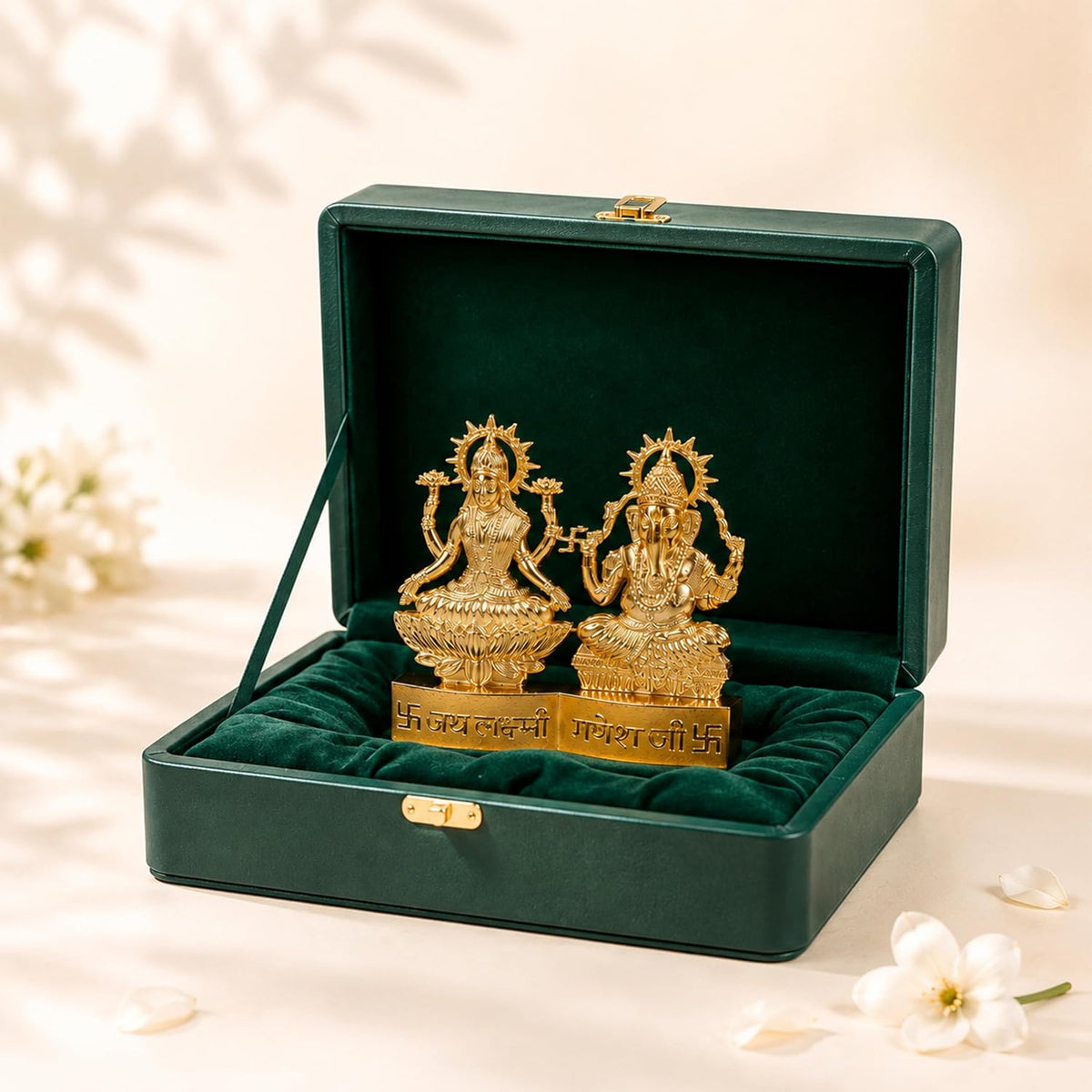 Ganesh Lakshmi Metal Idol Ganesh and Laxmi Murti for Mandir, Pooja Room, Ganesha Statue Diwali Decoration for Home Diwali Gifts, for Family and Friends, 11x11 CM