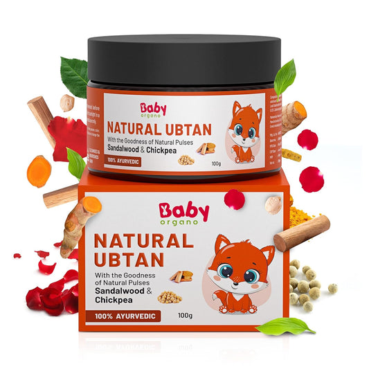 BabyOrgano Ayurvedic Ubtan Bath Powder for Babies, Kids & Mothers 0+ Months | Tan Removal & Skin Brightening | Sandalwood Turmeric Neem & Green Gram | Dermatologically Tested | AYUSH Approved | 100g (Pack of 1)