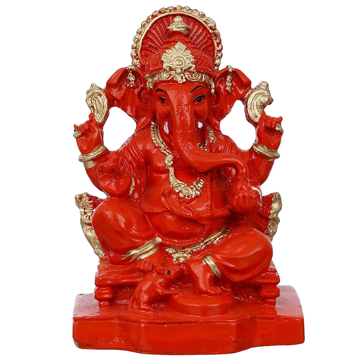 Polyresin Ganesha Statue for Car Dashboard Ganesha Murti Ganpati Idol Figurine for Home Temple| Ganesha Idol for Car Dashboard -Ganesha Idol for Home Decor Entrance (4 inches,Orange)