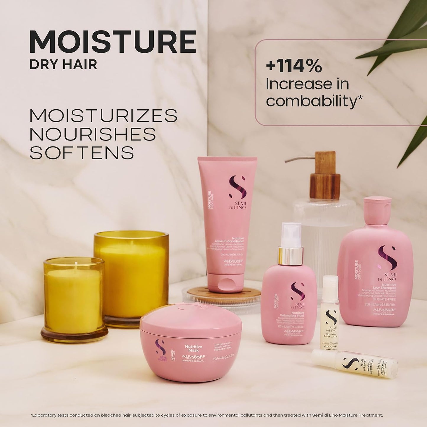ALFAPARF MILANO Professional Moisture Nutritive Shampoo For Dry & Frizzy Hair - Sufate, Paraben And Paraffin Free, Treated Hair With Vitamin E, Repairs Frizzy Hair (250Ml)