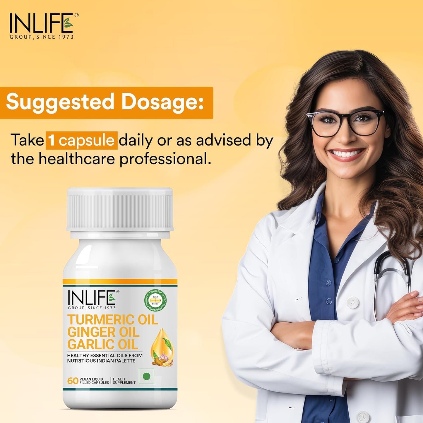 INLIFE Turmeric Oil Ginger Oil Garlic Oil Capsule, Faster Absorption than Extract, Immunity support, Heart Health Supplement for Adults Men & Women – 60 Liquid Filled Vegetarian Capsules (Pack of 1)