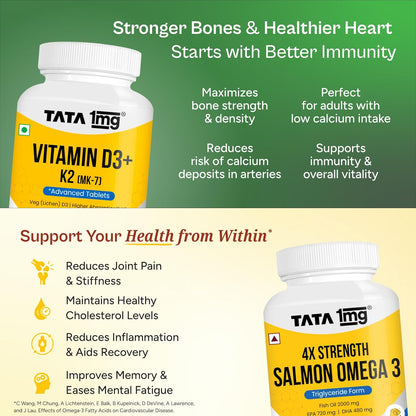 Tata 1mg Salmon 4x 60 + Tata 1mg Vitamin D3 K2 60
