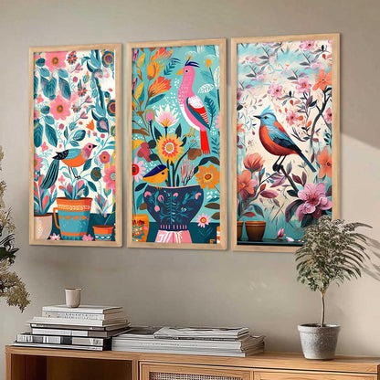 Aesthetic Modern Art Wall Painting Decorative Abstract Home Decoration Frame With For Living Room Bed Room Hotel Wall Decor Digital Reprint Engineered Wood Set of 3 (Art 7, 10x19 inch)