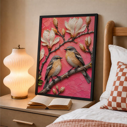 Bird Pair Magnolia Framed Wall Art, Black, 10x13 Inches
