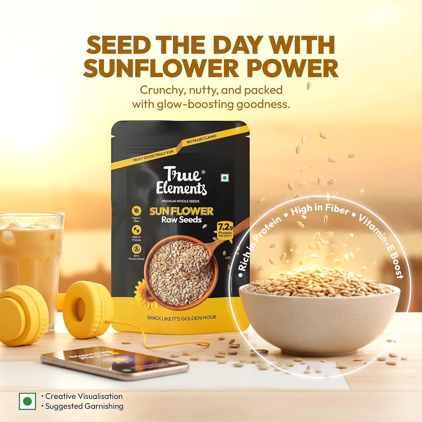 True Elements Raw Sunflower Seeds 250g - Vitamin E Rich Super Seeds | High Fibre